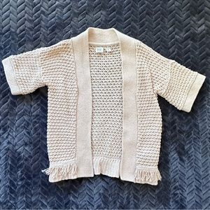 GAP kids ivory/light tan open front crochet/knit cardigan girls size M(8)